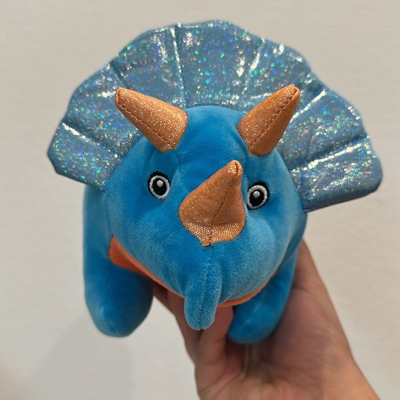 Triceratops Puffyfluff Color Blue Plushy Dinosaur 11” New - Picture 13 of 15